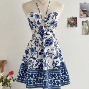 Women's Romantical Floral Print Halter Neck Sexy Fashionable Dress Easy to Create Lazy Stylish Vacation Style Dress